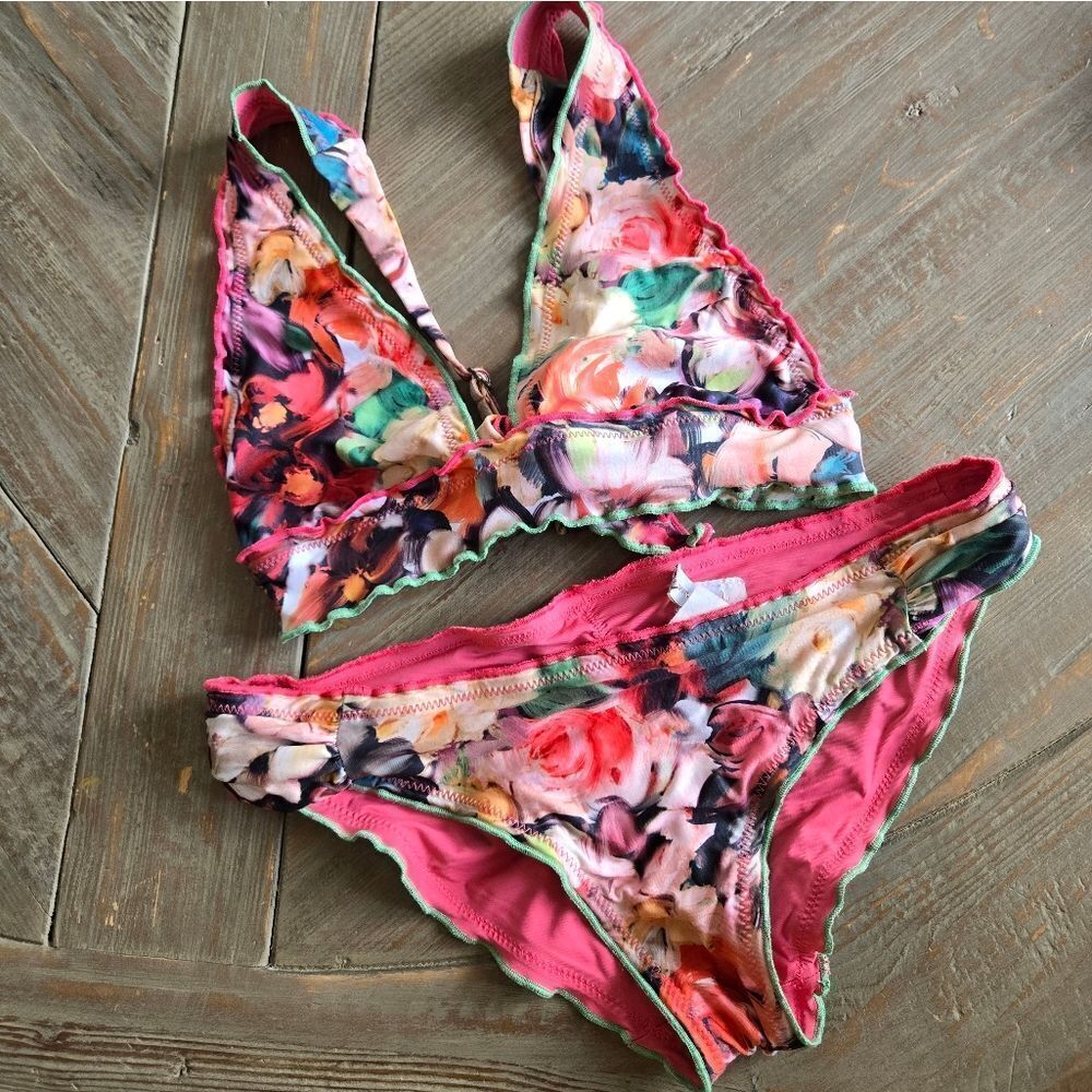 Becca Paradise Bikini Top Bottom Swimsuit Size M